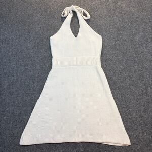 Princess Polly Womens XS/S White 100% Organic Cotton Knit Halter Mini Dress